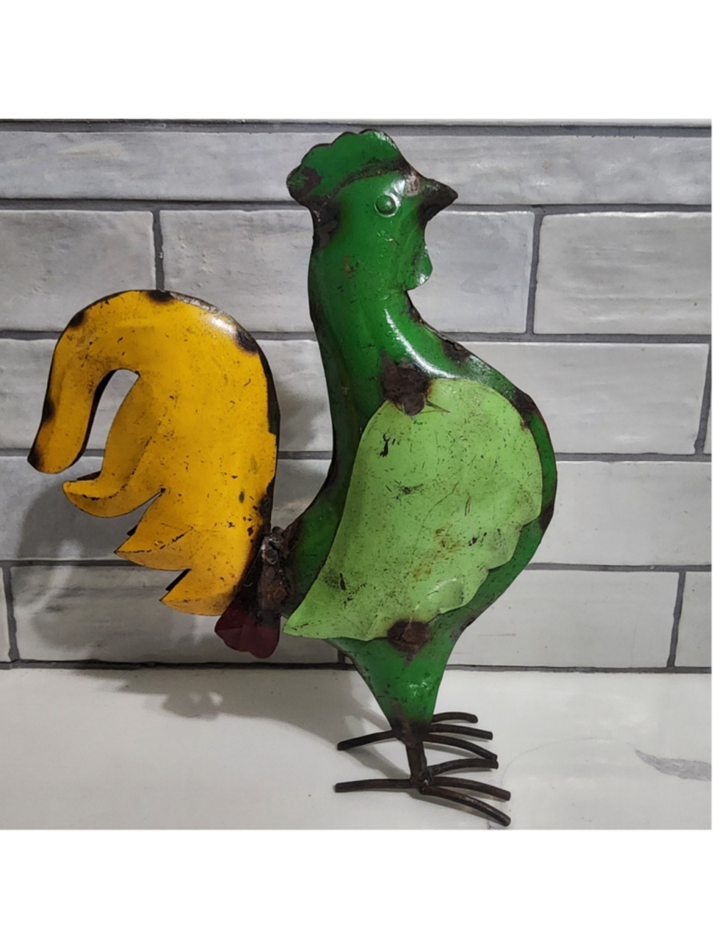 Metal Rooster Folk Art Farmhouse Decor, 13" tall